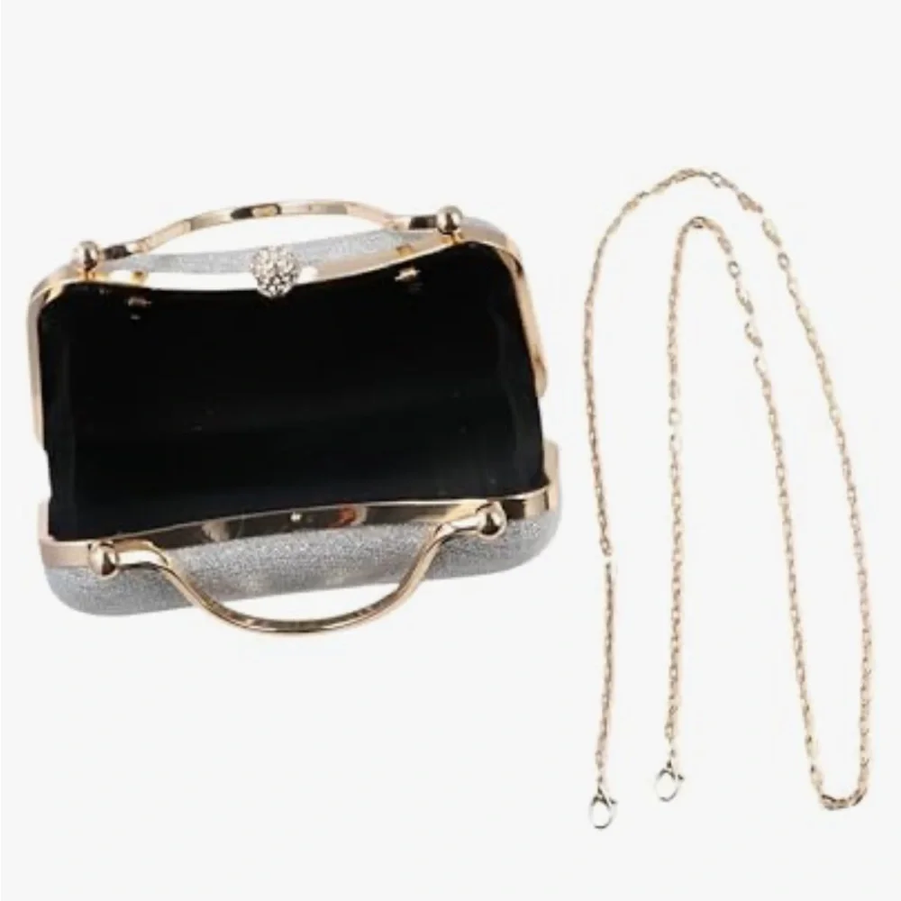 NEW rhinestone evening bag with removable chain strap - Picture 7 of 11